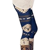 Elaco Leggings, Women New Design Elk Deer Skinny Printed Stretchy Pants Leggings (XL- Blue, Blue)