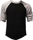 Casual Raglan Tee 3/4 Sleeve TShirt Baseball Jersey M Black Heather Gray
