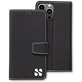 SafeSleeve Wallet Leather Case for iPhone 14 Pro EMF Blocker for Cell Phone with 3 Card Holder & Adjustable Stand – Magnetic Closure, and Magnetic Folio Protection for Daily Use (Black)