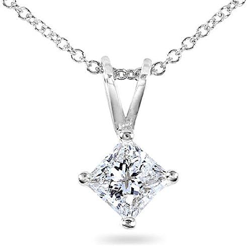 Princess Cut Diamond Solitaire Pendant Plus Quality in White Gold (0.35 ctw)