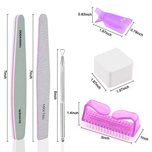 INFILILA Nail Polish Remover Clips Caps Set,10PCS Nail Clips For Polish Removal With Upgrade REAL Lint Free Nail Wipes,Cuticle Pusher,Nail File&Buffer,Clean Brushes,Professinal Nail Polish Remover Kit