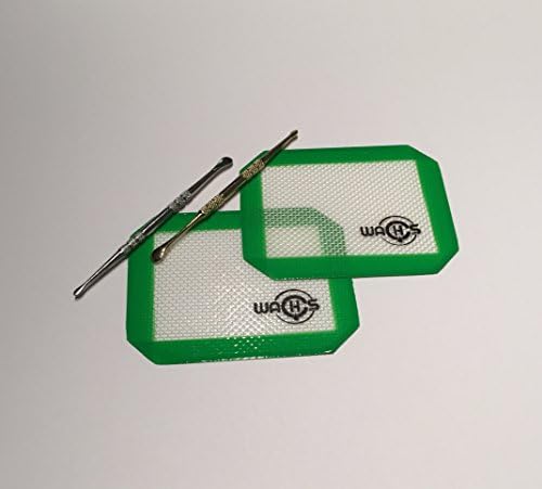 silicone mats (2) for wax 6'' X 5'' +Stainless Steel Concentrate Dabbers (2)gold silver