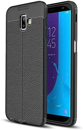 KISCO for Samsung Galaxy J6 Plus Case,Ultra-Thin Soft TPU Litchi Texture [Shockproof][Anti-Scratch] Protective Case for Samsung Galaxy J6 Plus-Black