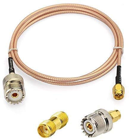 Superbat SMA Male to UHF SO239 Female 50ohm RG316 Cable 1m Ham Radio Antenna Cable with 2Pcs RF Adapters for CB/Handheld/Two Way Radio, Walkie Talkie, Dummy Load, BaoFeng UV-5R UV5RA UV-82