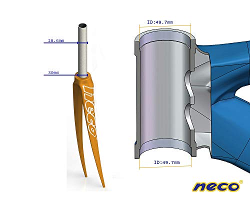 Neco 1.5" Reduced to 1-1/8" Sealed Bearing Bike External Cup Threadless Headset 49.7mm Headtube Head Tube (Black)