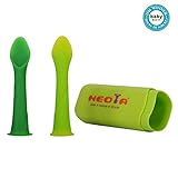 Baby Spoons - Gum-Friendly Soft-Tip Silicone Infant Safety Spoons with Suction - First Stage Feeding Training Utensils Gifts Sets For Babies and Toddlers - 100% FDA Approved BPA Free- 2 Count (green)