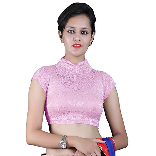 gebisha fashion women's lycra short sleeve collar neck stretchable blouse
