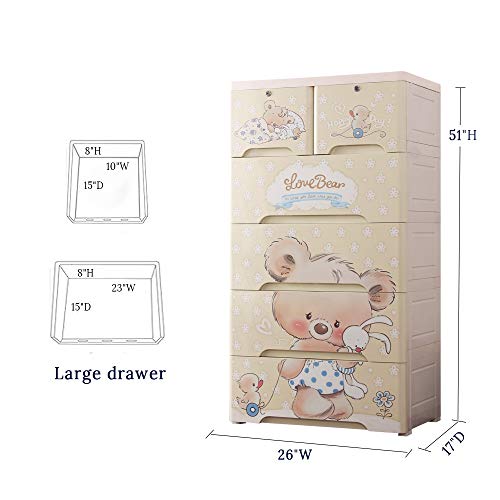 Nafenai 5 Drawer Large Size Storage Organizer Dresser,Baby Plastic Armoires Closet Wardrobe for Bedroom,Home,Bedroom,Nursury (26 inches Wide)