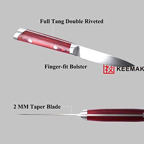 4 KEEMAKE+3+5+inch+Stainless+Riveted+Pakkawood