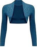 Xclusive Collection Women's Beaded Long Sleeve Bolero Crop Cardigan Top