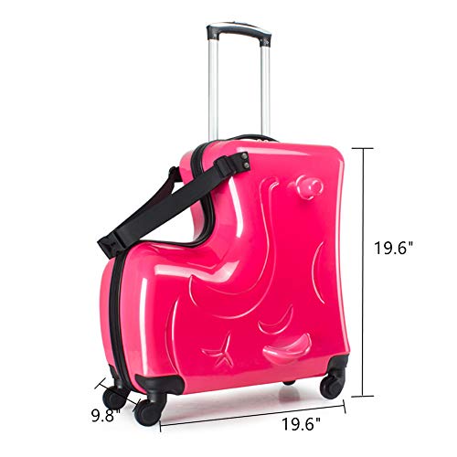 O-Toys 2 in 1 Kids Luggage Ride-On Organizer Carry-On Travel Bag with Traction Rope Waterproof Toys Storage Box, Large Pink