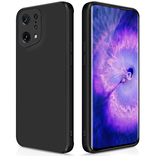 GiiYoon Case Compatible with Oppo Find X5, Silky-Soft Touch Full-Body Protective Phone Silicone Case, Shockproof Cover with Microfiber Lining, Black