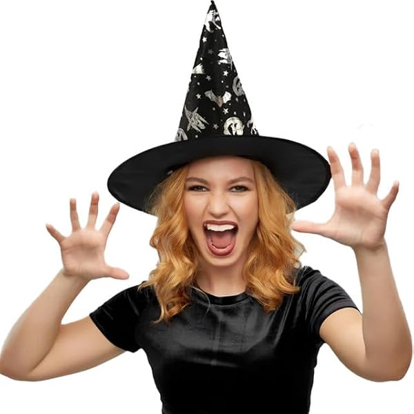 GREUS 2x Leuchtende Hexenhüte Mit Blutspritzern - LED-Horrorhüte Für Halloween, Cosplay & Kostümpartys