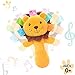 Liberty Imports 5 PCS Set Cartoon Stuffed Animal Baby Soft Plush Hand Rattle Squeaker Sticks for Toddlers