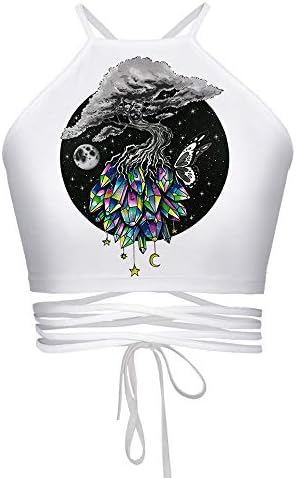 Ancia Womens Teens Girls Juniors Halterneck Sexy Vest Crop Top