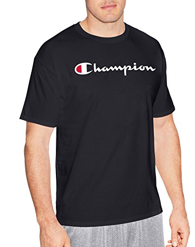 Champion Men's Classic Jersey Script T-Shirt, Black Script, M