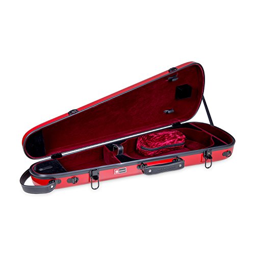 Crossrock CRF1000VRD Fiberglass Violin Case, 4/4 Full Size, Backpack Style, Red