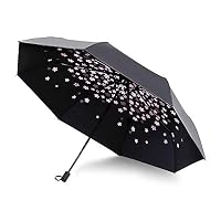 Saiveina Compact Travel UV Parasol Umbrellas, Sun Blocking Waterproof Umbrella with Cooling Coating (Cherry Blossoms)