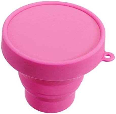 Daisy1993 Collapsible Bpa-free Silicone Water Cup with Lid for Camping Travel, Easy to Fold for Storage (Pink)