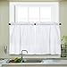 CAROMIO Tier Curtains for Kitchen, Waffle Woven Textured Short Window Tier Curtains for Bathroom Rod Pocket Kitchen Cafe Curtains, 30W x 24L Inch, White, 1 Pair