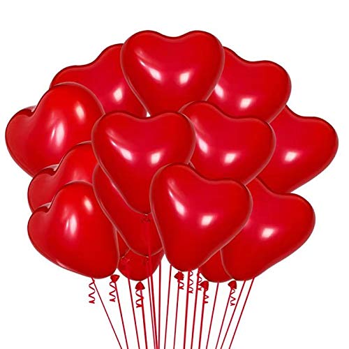 Heart Shaped Balloons, Red Heart Balloons Premium Helium Love Latex