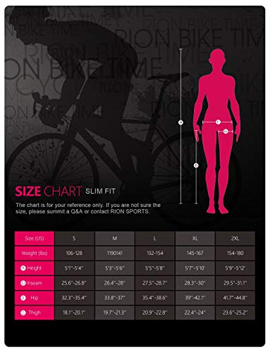 RION Women's Cycling Bike Pants Riding Gel Padded Bicycle Tights
