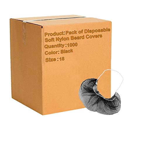 ABC 1000 Pack of Disposable Soft Nylon Beard Covers 18". Black beard guards. Premium Quality beard net protectors. Honeycomb beard nets. Facial hair covering. Breathable & Lightweight. Wholesale. - Thumbnail 7
