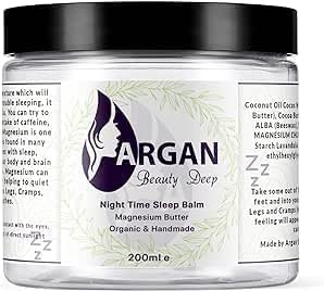 Night Time Magnesium Chloride Sleep Cream/Butter/Lotion/Restless Legs/Help Encourage Sleep & Relaxation/Organic & Natural/Muscle relaxation Foot/Feet Cream/Magnesium cream for sleep/ 200g