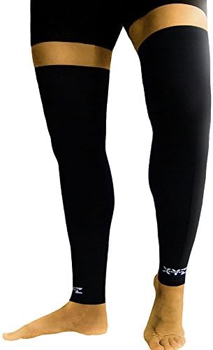 XYZ Athletic Leg Copper Compression Sleeves- Aids Circulation, Blood Flow- Knee &amp; Calf Support, Warm Up, Endurance, Recovery- 2 Sleeves (Small)