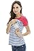 Bearsland Maternity Women's Striped Breastfeeding Shirts Maternity Nursing Tops Blue/White
