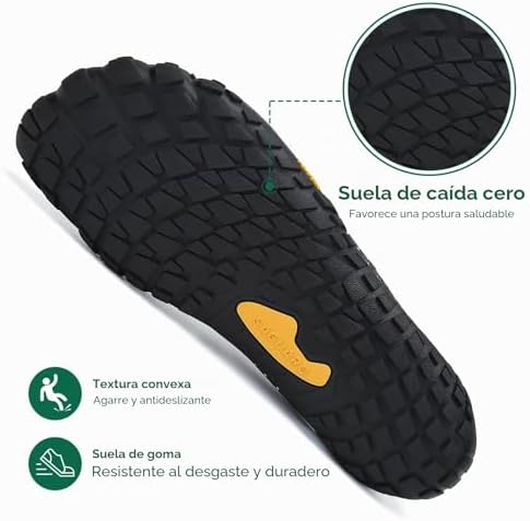 Hombre Barefoot Zapatillas Minimalistas Mujer Antideslizante Zapatos Barefoot para Zero Drop Soles Negro Ahumado,Gr.39