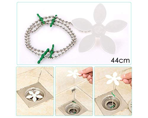 ACE SELECT Flower Shape Drain Hair Catcher Bathroom Chain Hook Strainer Set of 5 Hair Trap for Bathtub Kitchen - Thumbnail 5