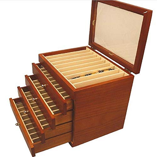 5 Layer Fountain Pen Case Organizer 50Pens Display Pen Storage Wood Box Wood Pen Collector with Glass Window