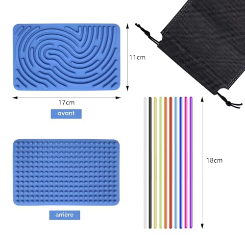 Sensory Activity Board Silicone Sensory Activity Board with Travel Bag & 10 Thongs Touch Sensory Toys 2-in-1 Design for Soothing Stress Anxiety Autism and ADHD (Green)