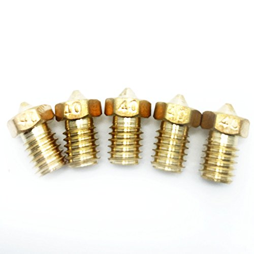 Laptopaid-5PCS 3D 0.4mm Extruder Brass Nozzle Print Head for E3D 1.75mm ABS PLA Printer