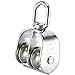 DasMarine 2 Pack M25 Double Pulley Block in 304 Stainless Steel Crane Swivel Hook Double Pulley Roller Loading (M25)