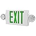 AKT LIGHTING LED Emergency Light & Exit Sign Combo, Green Exit Sign, UL Certified Emergency Exit Light, Adjustable Lamps with Back-up Battery for Business (Green, 6 Pack)