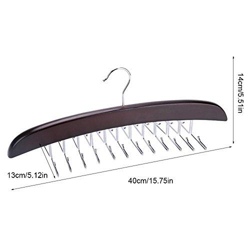 SunTrade Wooden Tie Hanger,24 Tie Organizer Rack Hanger Holder Hook (Black, 24 Hooks)