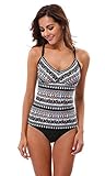 Attraco Women's Aztec Tankini Set Tribal Print Swimsuits with Bottom