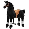 Pipleo Ride on Horse for Big Kids, Riding Horse Rider Mechanical Walking Action Plush Animal for 4 to 9 Years, No Battery or Electricity, Max Load 165 LBS Black