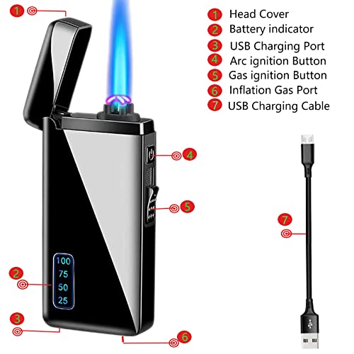 Electric Arc Lighter Jet Flame Torch Lighter 2 in 1,USB Rechargeable