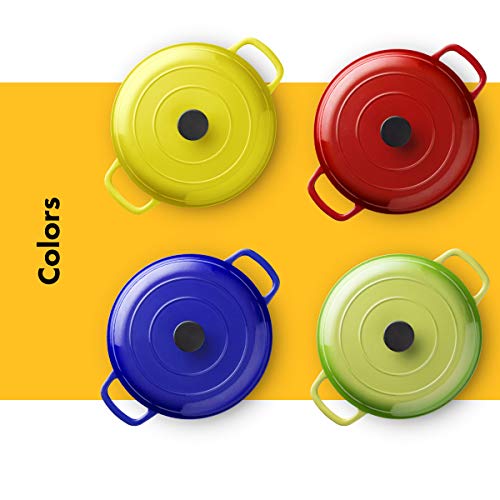 Klee Enameled Cast Iron Casserole Braiser - 3.8 Qt Sauce Pan with Lid - Covered Braiser Pan with Lid - Covered Casserole Dish with Lid - Nonstick Sauce Pan with Cover - 12 Inch Casserole Pan (Red) - Thumbnail 6