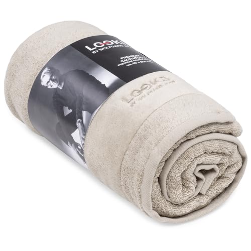 LOOKS BY WOLFGANG JOOP Saunahandtuch 80x200 cm - 100% Baumwolle, weich & saugstark, Badetuch beige