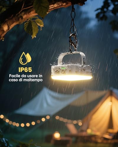 Eventek Pack of 2 Camping Lamps, 4000 lm, 10000 mAh Super Brightness Camping Light Up to 100+ Hours & 4 Light Modes, IP65 Waterproof Portable Rechargeable Camping Lamp for Tent, Emergency