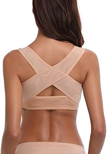 MZjJPN Women Adjustable Shoulder Back Posture Corrector Chest Brace Support Vest beige M