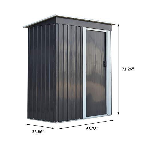 Ainfox Storage Shed, Lawn Garden Toolsheds Durable Paint Finish Steel Backyard Garden Black