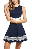 Zeagoo Women's Round Neck Sleeveless A-line Stretch Mini Sexy Casual Party Dress