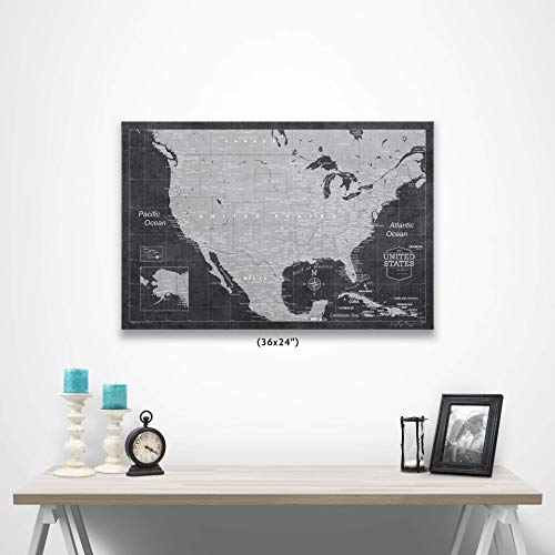 USA Travel Map Pin Board - Modern Slate