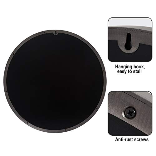 Round Mirror for Wall Black, Circle Large Round Wall Mirror, Black Mirror, 24in Circular Modern Design Bathroom Vanity Mirror with Aluminum Alloy Frame, Wall Decor Mirror