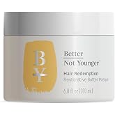 Better Not Younger Restorative Butter Hair Mask for Damaged Hair, 3.4oz | A Hair Repair Mask with Plant Butters, Biotin, Argan &amp; Caffeine that Restores Moisture, Softness, and Shine for Women 40+